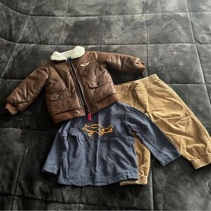 Little me set, flight jacket, plane shirt, corduroy pants, 18mos
